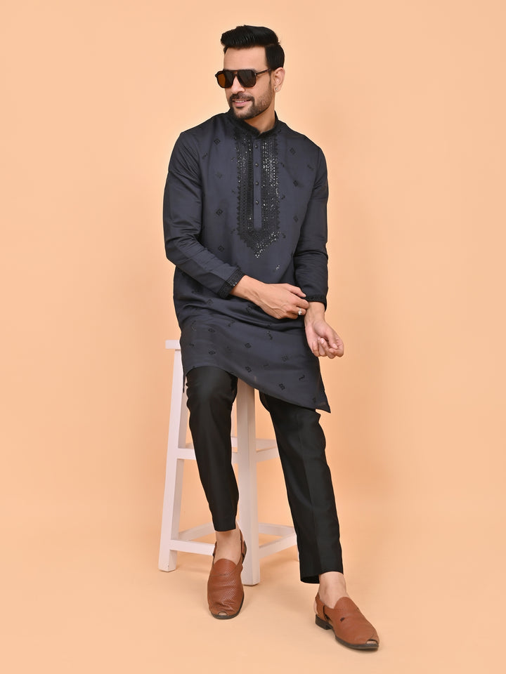 Sequence Navy Blue Kurta Set - KM40502-36