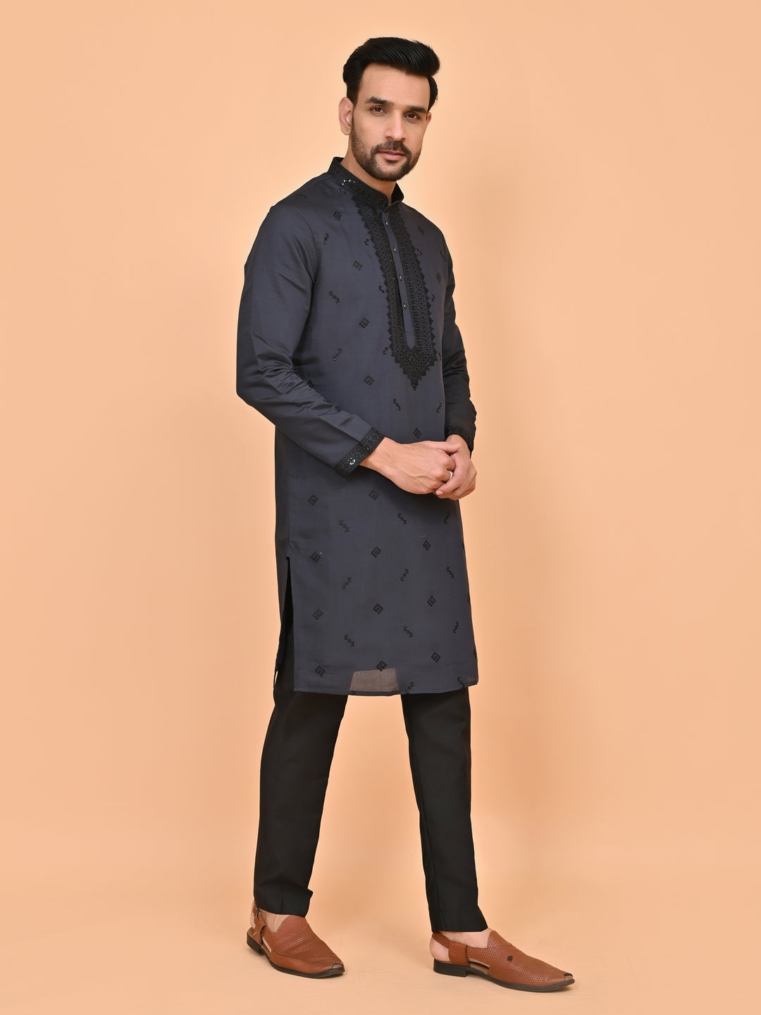 Sequence Navy Blue Kurta Set - KM40502-36