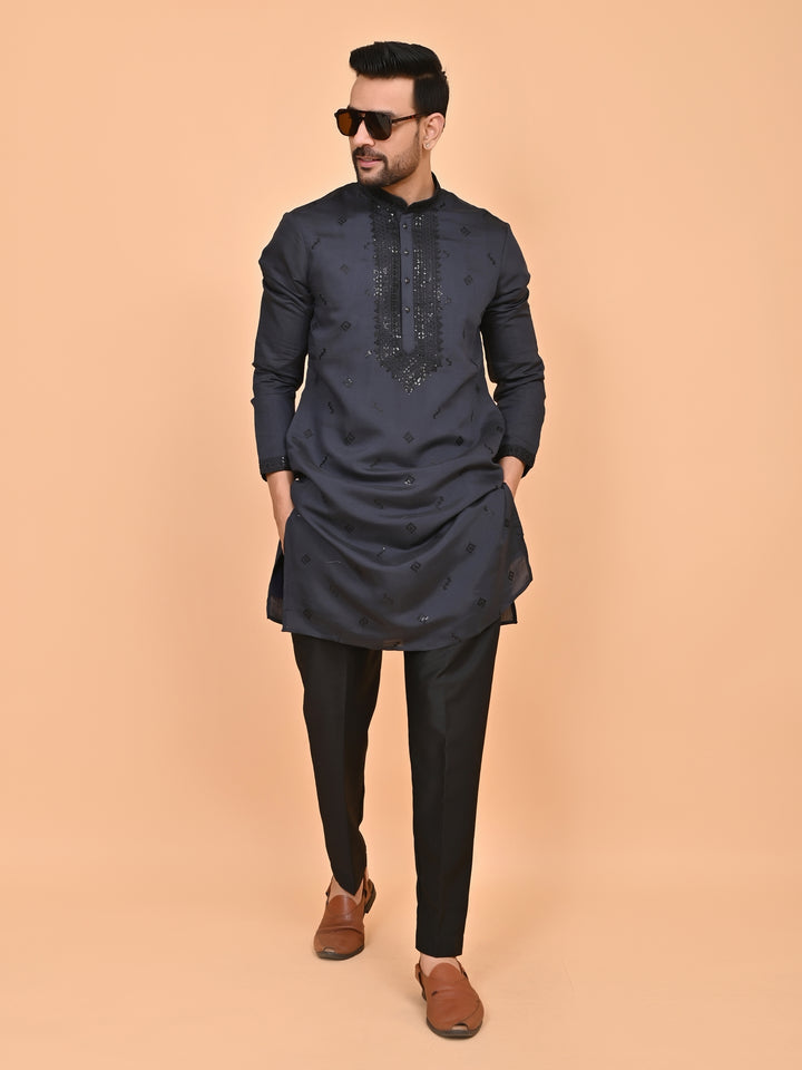 Sequence Navy Blue Kurta Set - KM40502-36