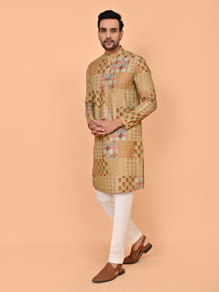 Digital Print Mustard Kurta Set - KM43835-8087A