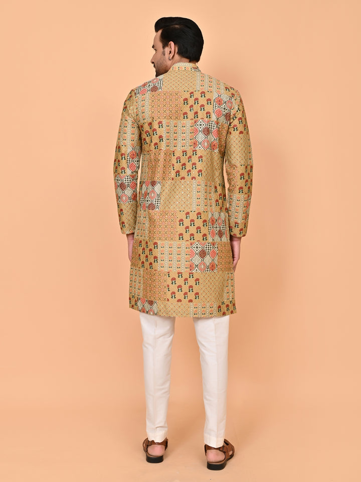 Digital Print Mustard Kurta Set - KM43835-8087A
