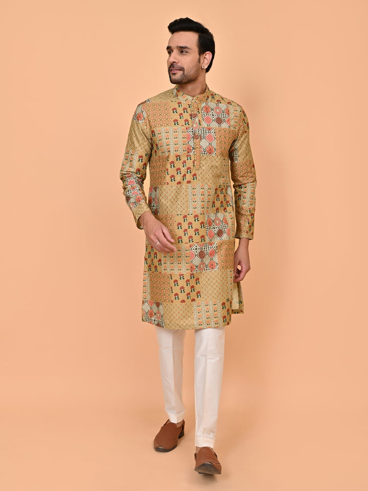 Digital Print Mustard Kurta Set - KM43835-8087A