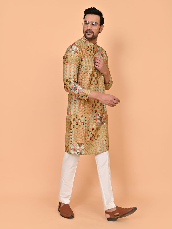 Digital Print Mustard Kurta Set - KM43835-8087A
