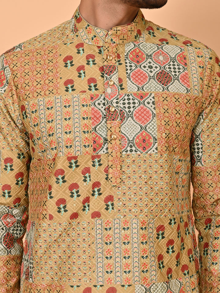 Digital Print Mustard Kurta Set - KM43835-8087A