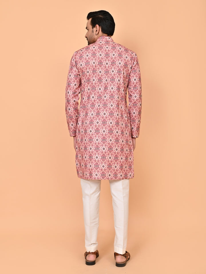 Digital Print Peach Kurta Set - KM43393-1