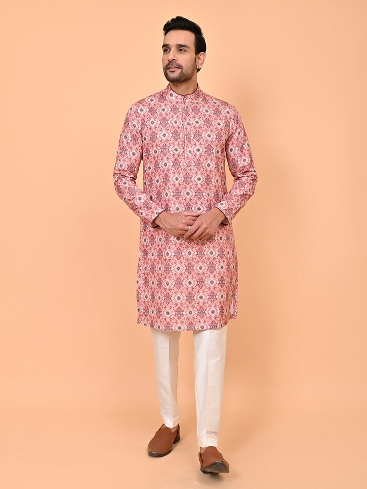 Digital Print Peach Kurta Set - KM43393-1
