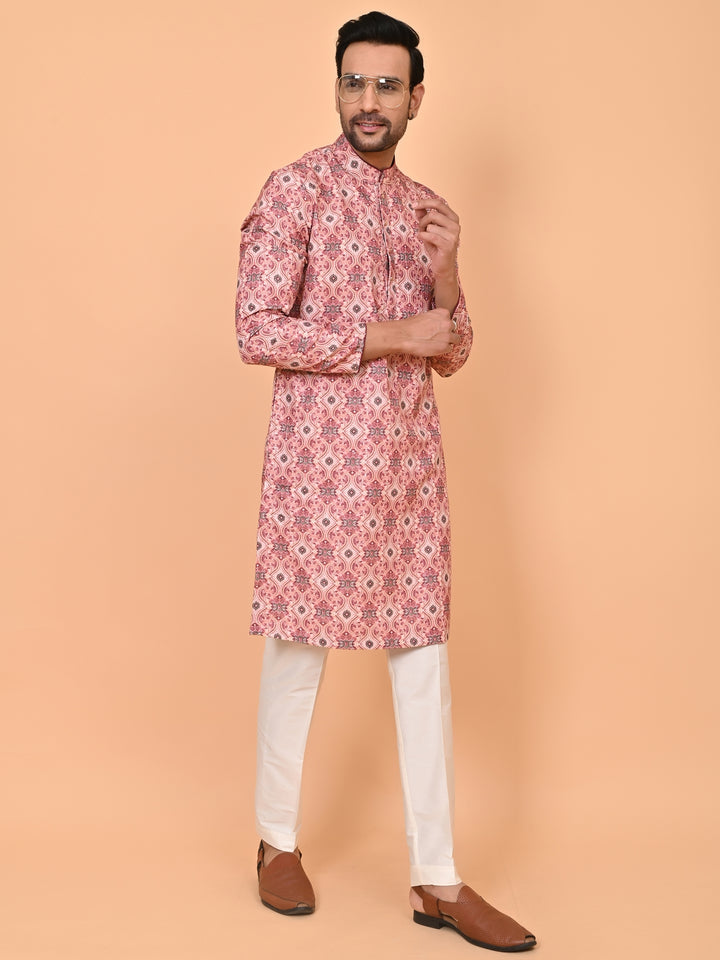 Digital Print Peach Kurta Set - KM43393-1