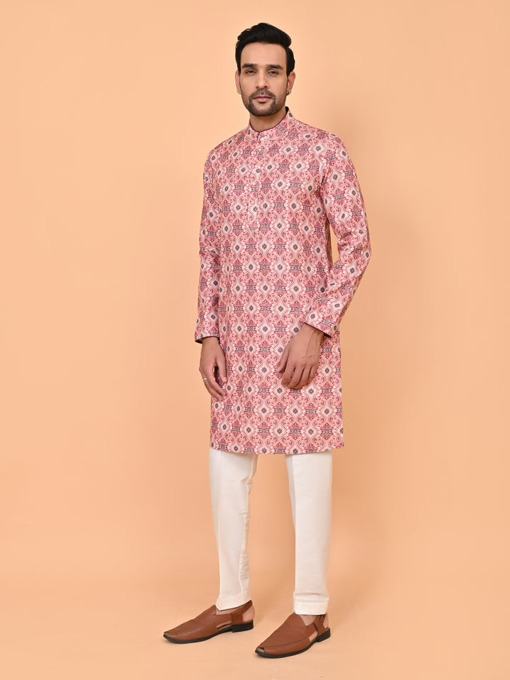 Digital Print Peach Kurta Set - KM43393-1