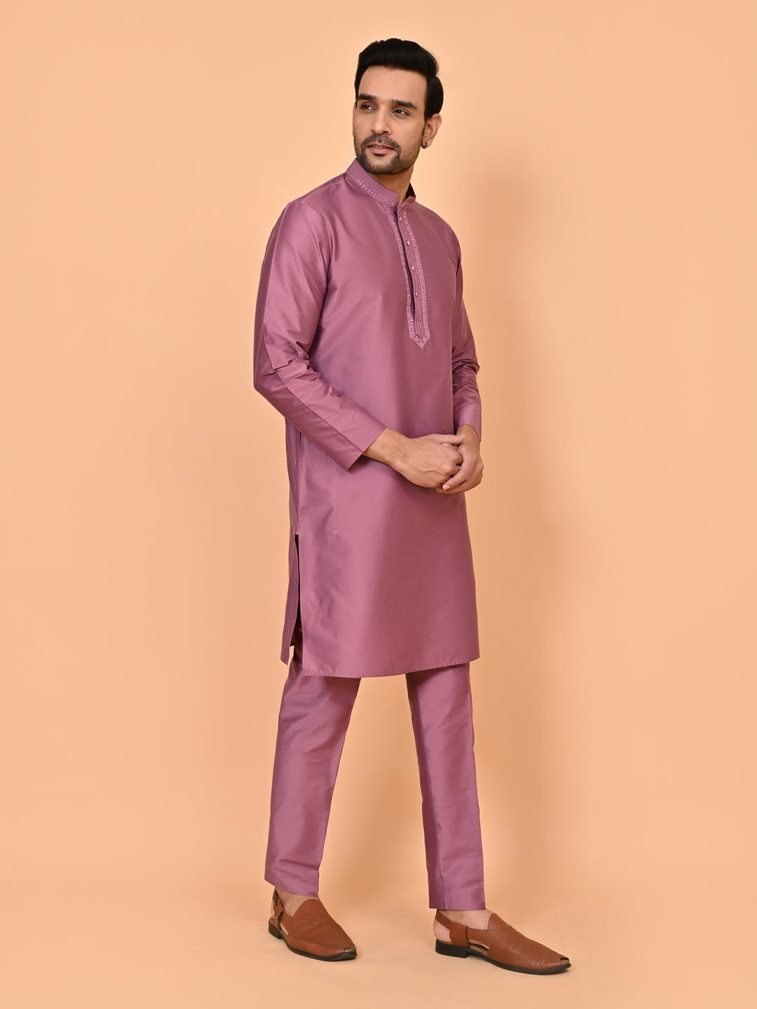 Solid Purple Kurta Set - KM35476-21
