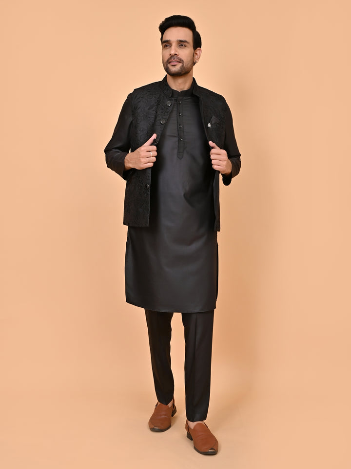 Sequence Black Jacket Kurta Set - JM43458-2