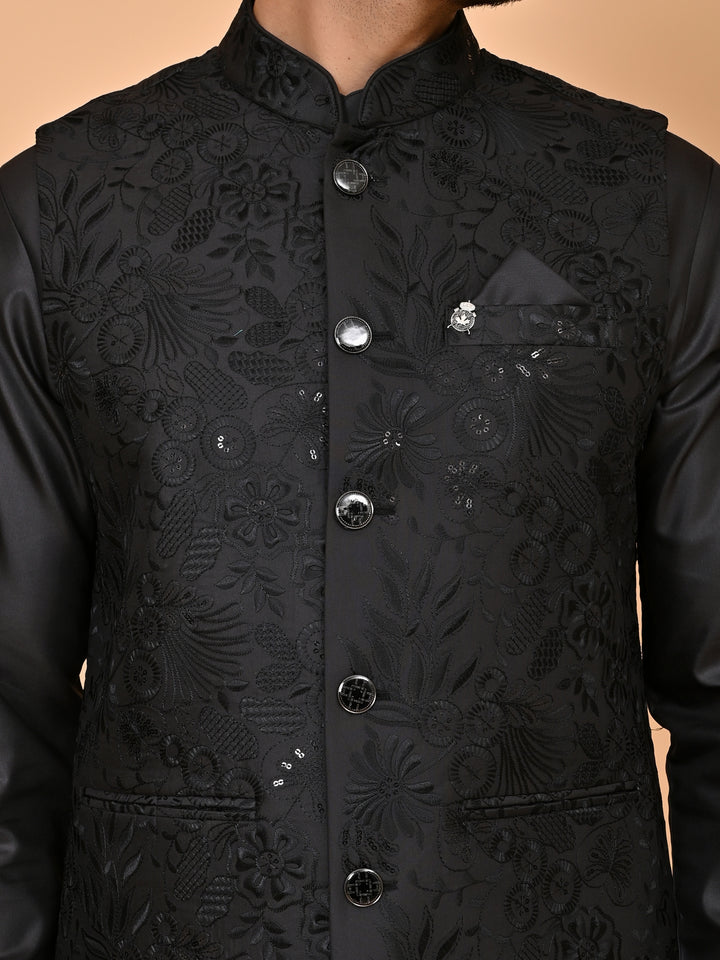 Sequence Black Jacket Kurta Set - JM43458-2