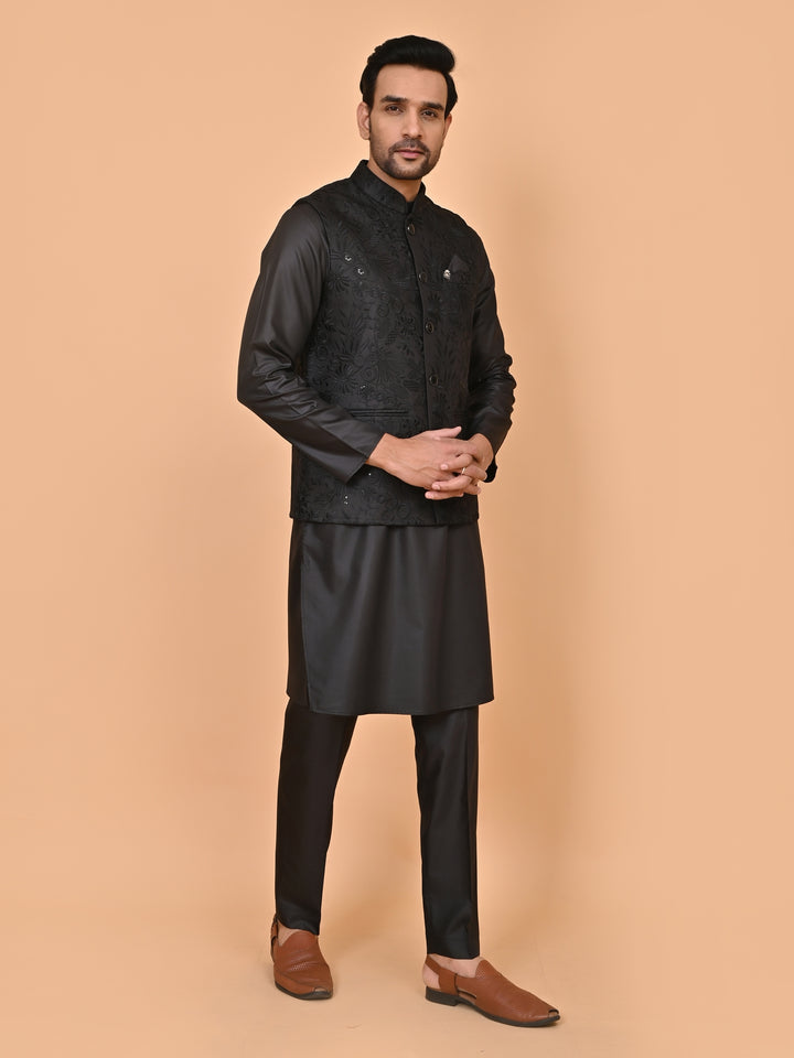 Sequence Black Jacket Kurta Set - JM43458-2