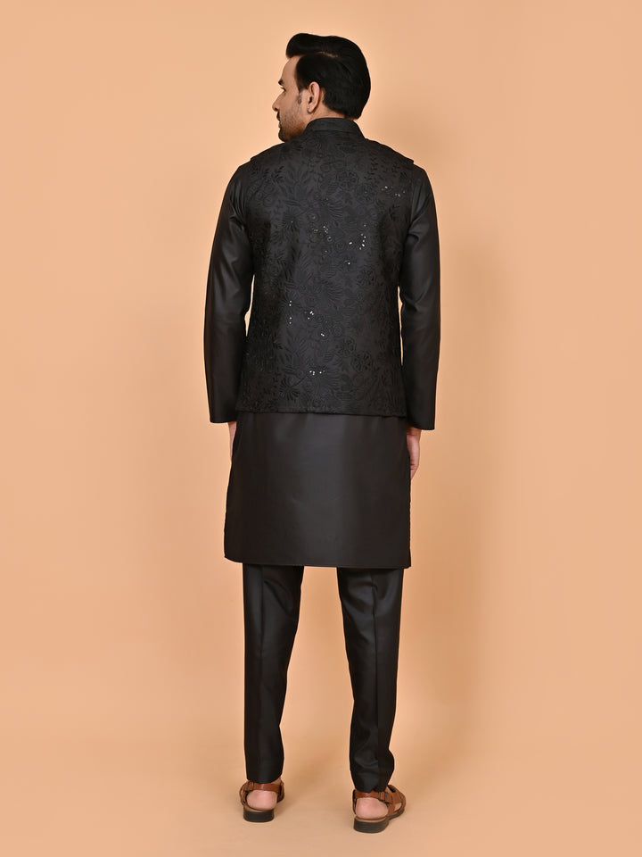 Sequence Black Jacket Kurta Set - JM43458-2