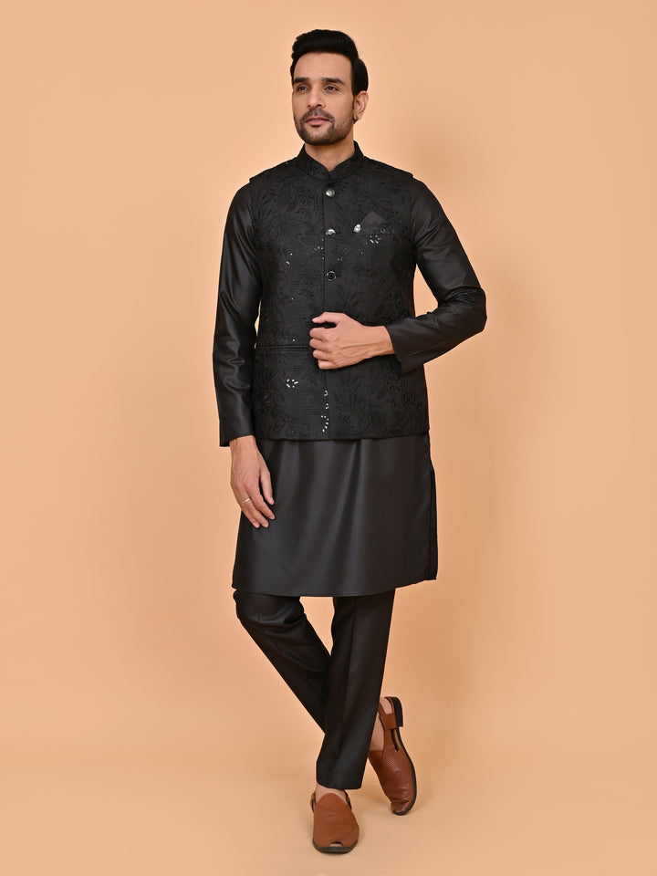 Sequence Black Jacket Kurta Set - JM43458-2