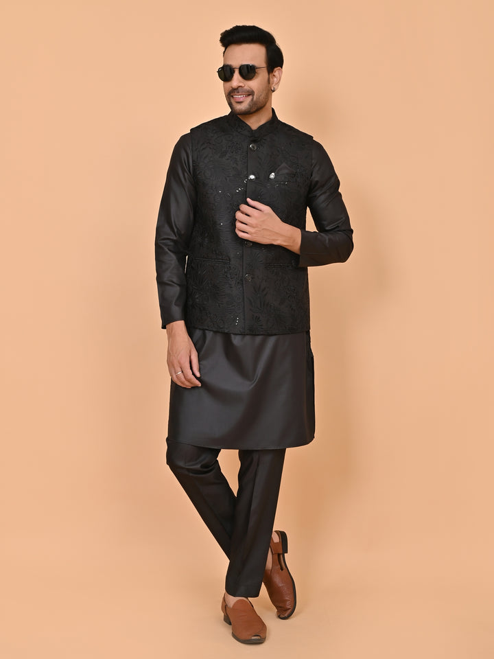 Sequence Black Jacket Kurta Set - JM43458-2
