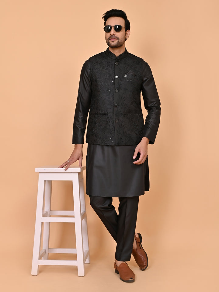 Sequence Black Jacket Kurta Set - JM43458-2