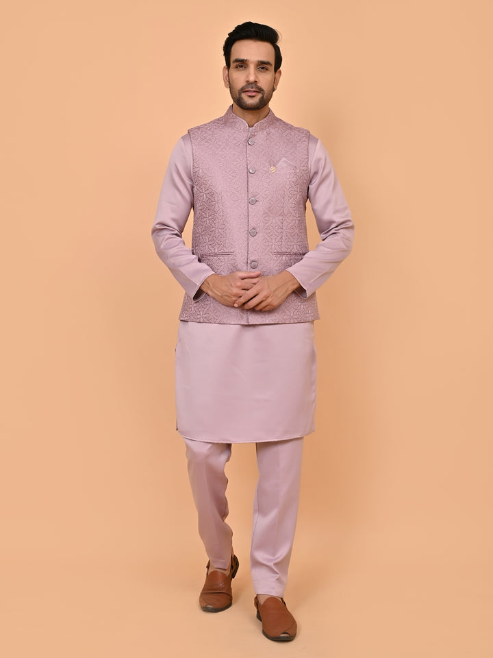 Floral Purple Jacket Kurta Set - JM43427-3