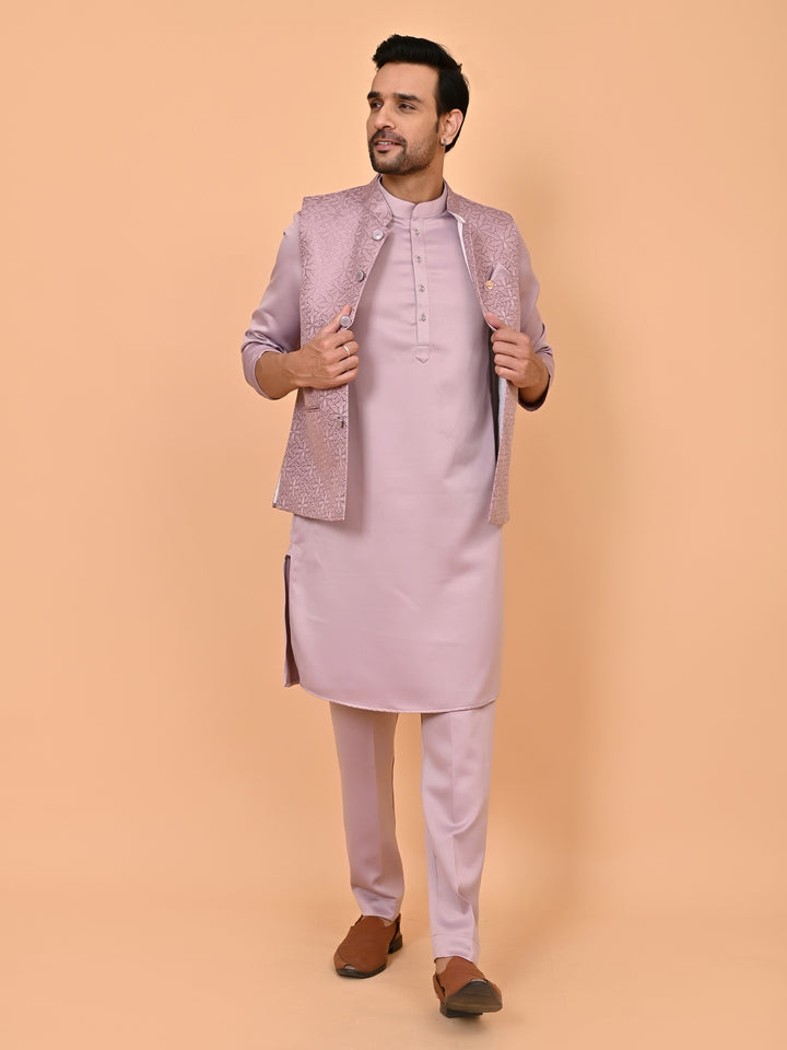 Floral Purple Jacket Kurta Set - JM43427-3