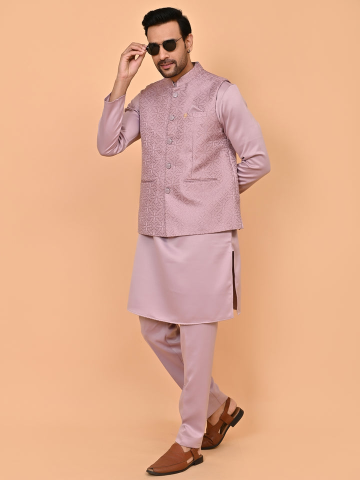 Floral Purple Jacket Kurta Set - JM43427-3