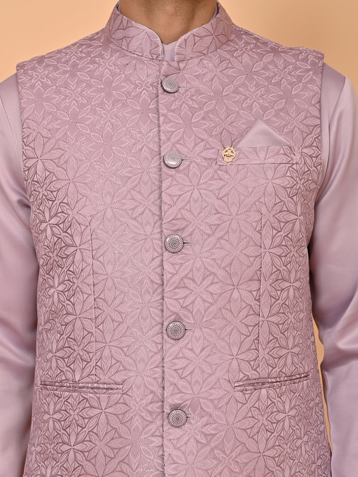 Floral Purple Jacket Kurta Set - JM43427-3