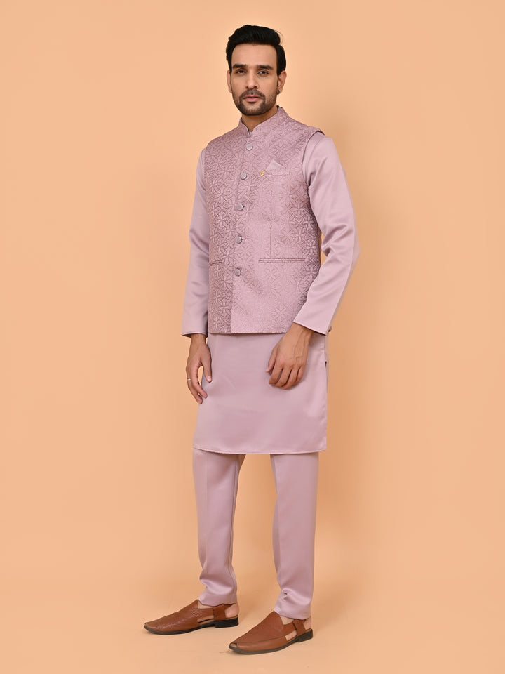 Floral Purple Jacket Kurta Set - JM43427-3