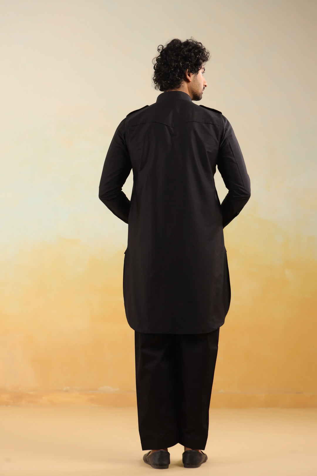Checked Black Pathani Set - PS29666-1