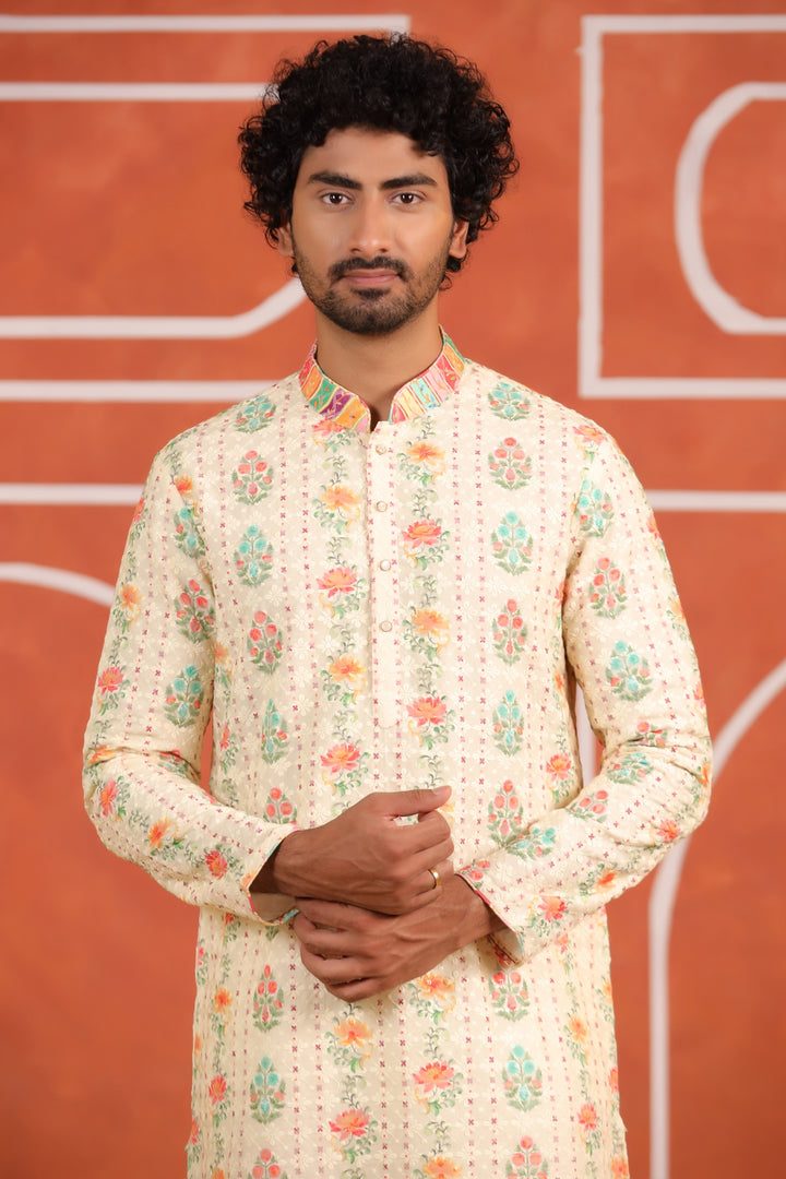 Floral Yellow Kurta Set - KM43984-675