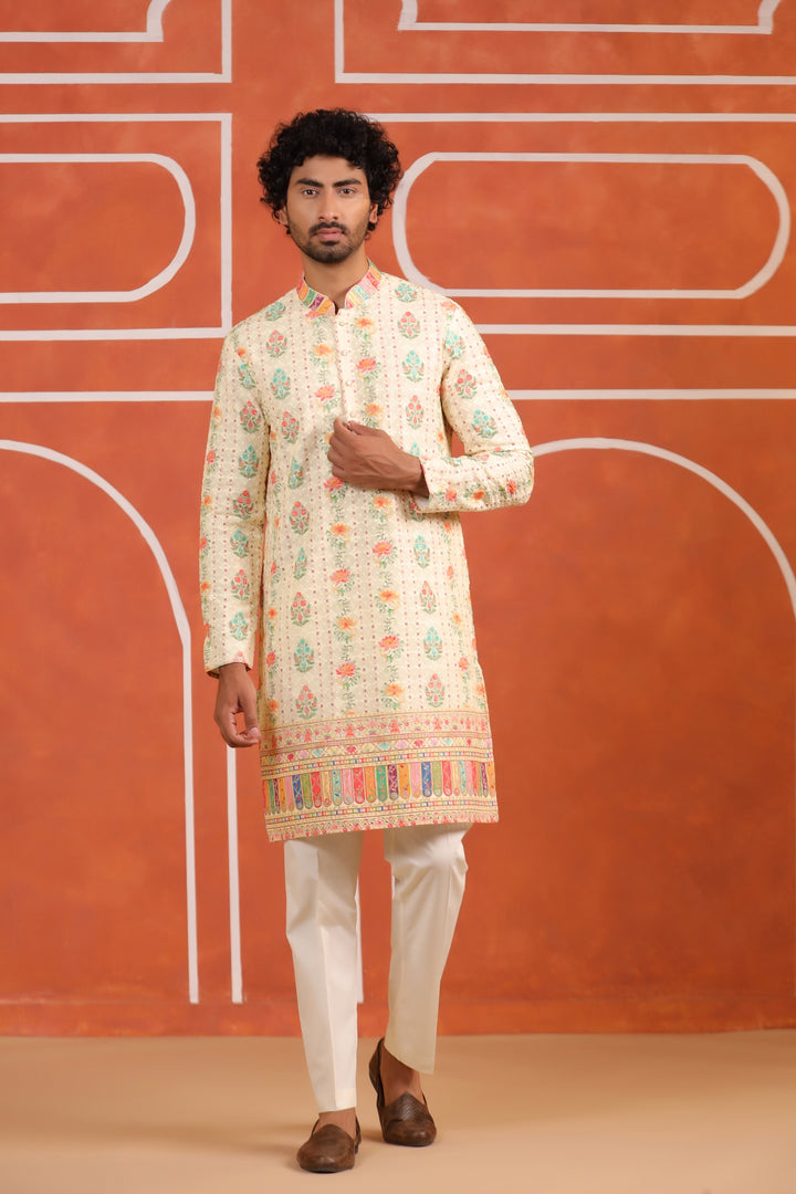 Floral Yellow Kurta Set - KM43984-675