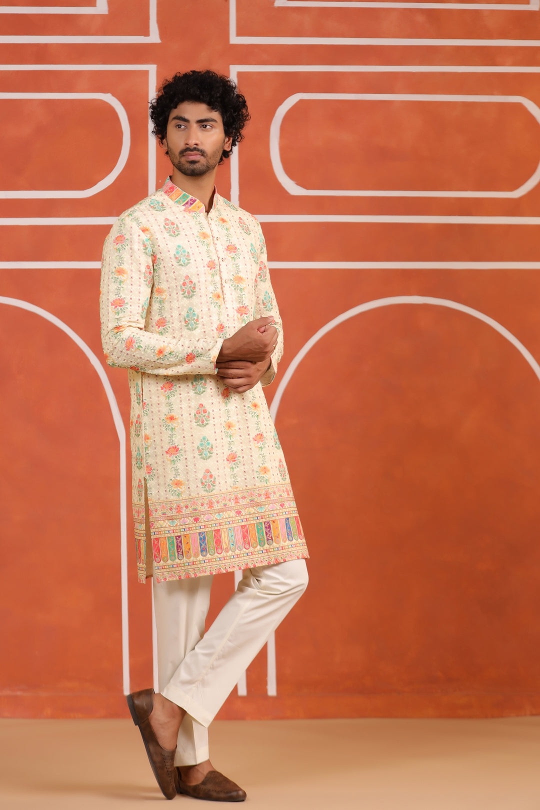 Floral Yellow Kurta Set - KM43984-675