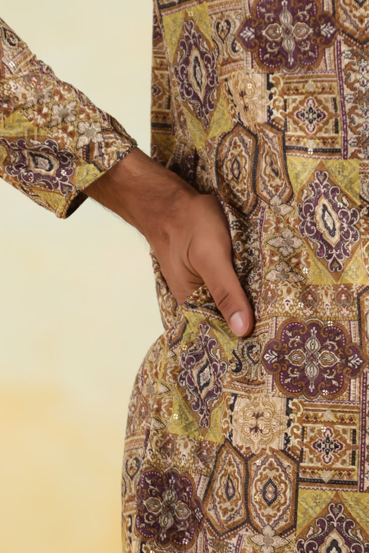 Sequence Wine Kurta Set - KM43836-8081C