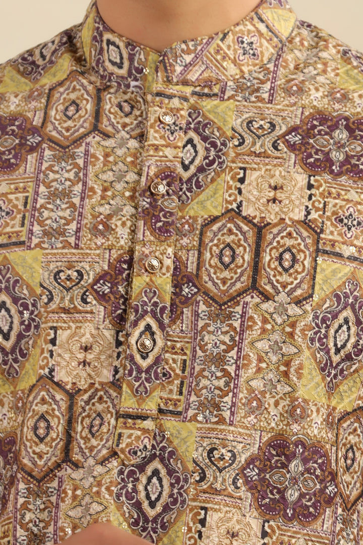 Sequence Wine Kurta Set - KM43836-8081C
