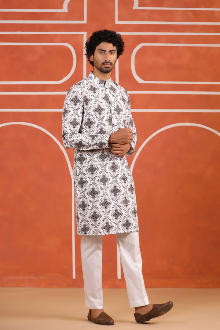 Sequence White Kurta Set - KM43362-4