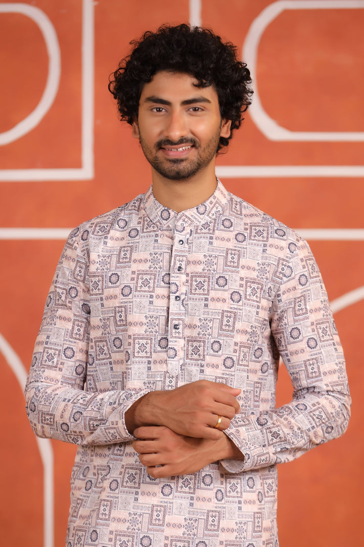 Geometric Grey Kurta Set - KM43291-3