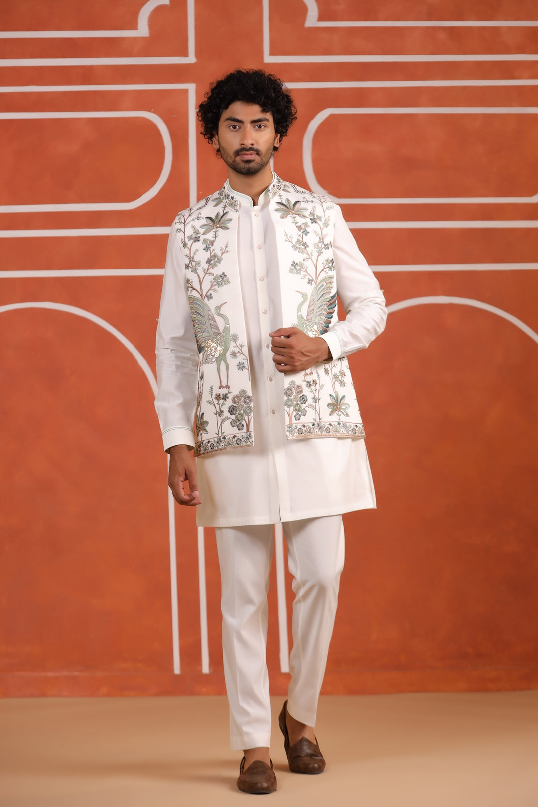 Sequence Off White Jacket Kurta Set - JT43666-107