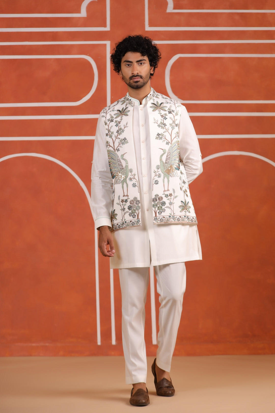 Sequence Off White Jacket Kurta Set - JT43666-107