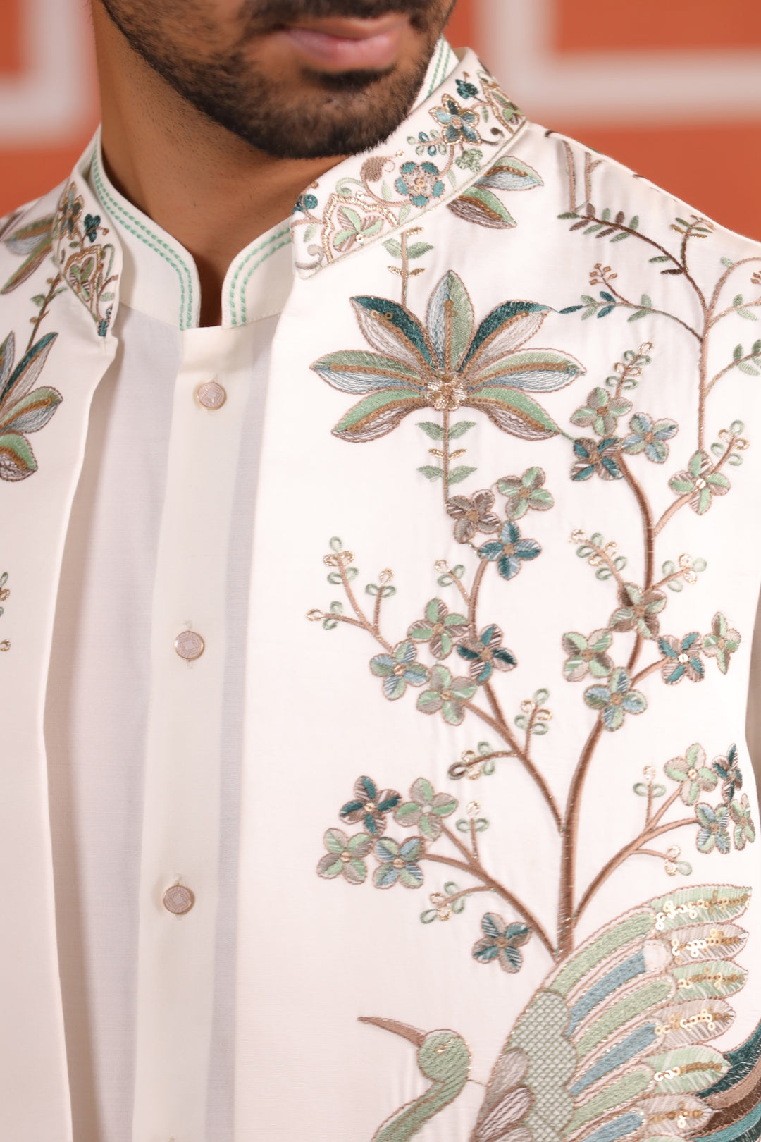 Sequence Off White Jacket Kurta Set - JT43666-107