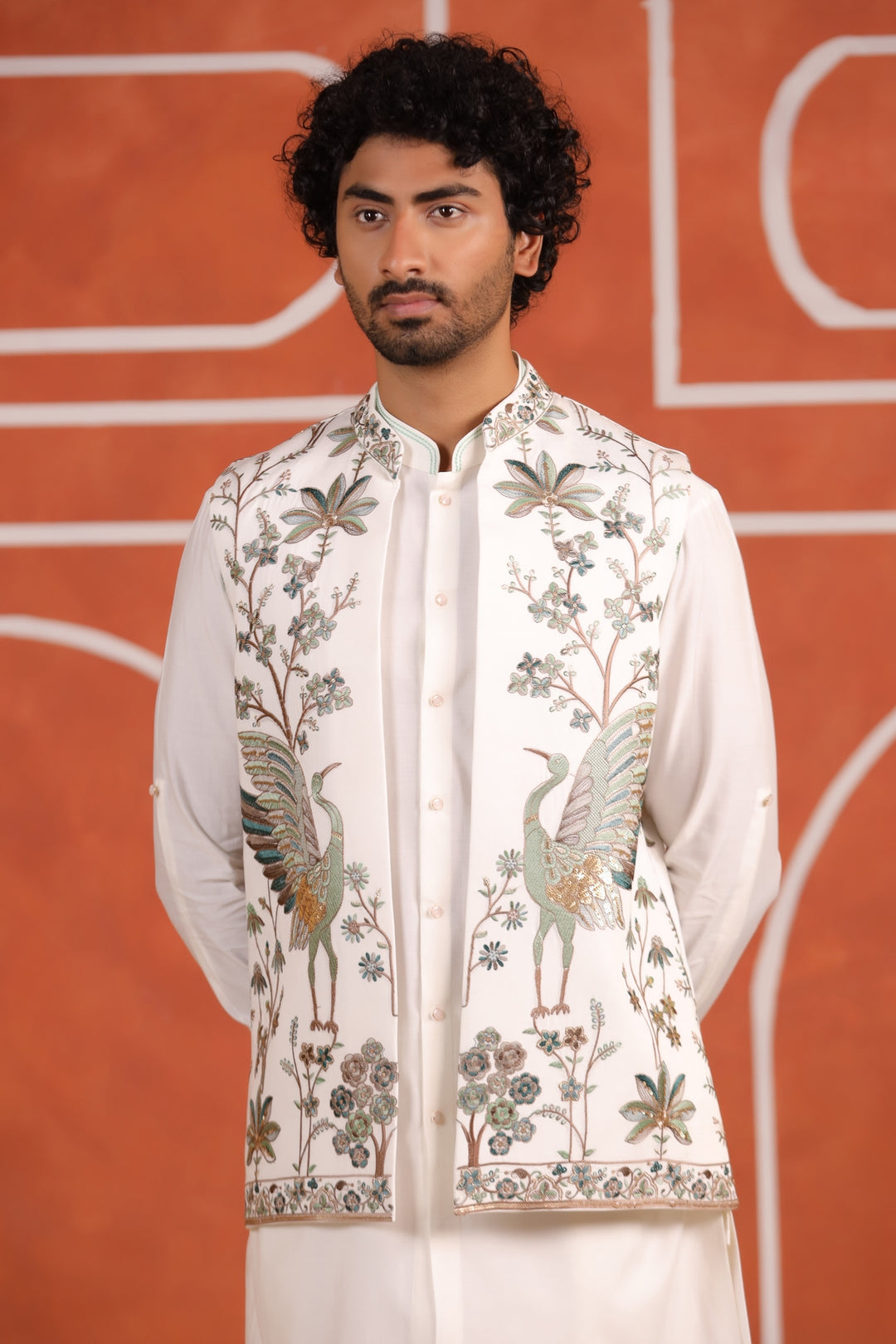 Sequence Off White Jacket Kurta Set - JT43666-107
