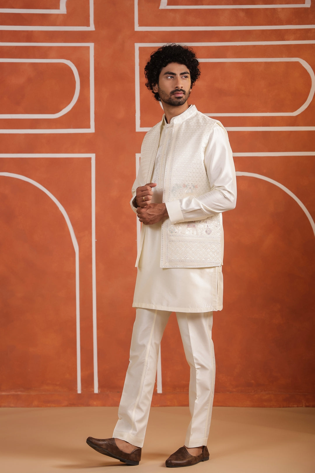 Animal Off White Jacket Kurta Set - JT43424-1
