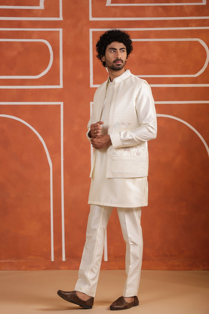 Animal Off White Jacket Kurta Set - JT43424-1