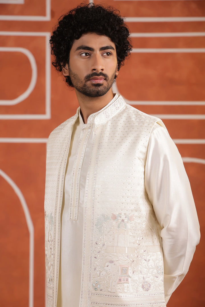 Animal Off White Jacket Kurta Set - JT43424-1