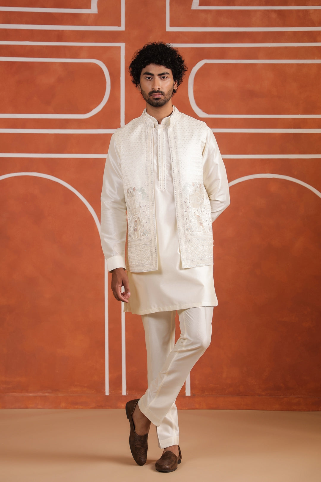 Animal Off White Jacket Kurta Set - JT43424-1