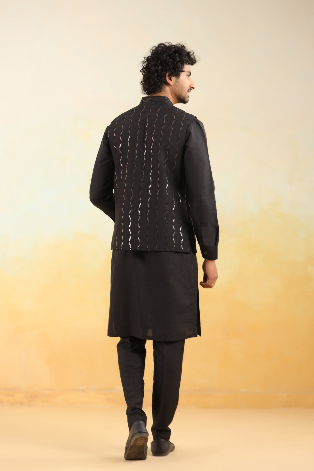 Sequence Black Jacket Kurta Set - JM42873-246