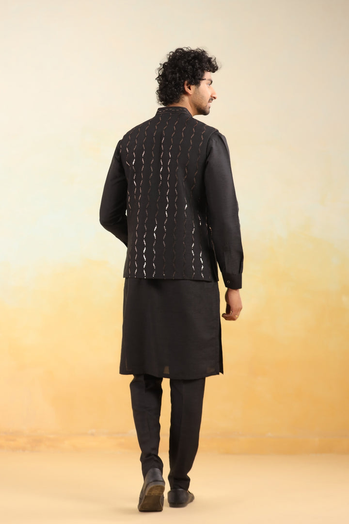 Sequence Black Jacket Kurta Set - JM42873-246