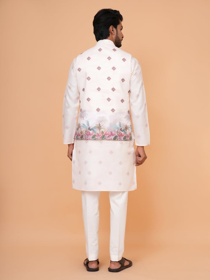 Digital Print Cream Jacket Kurta Set - JM43232-JK1