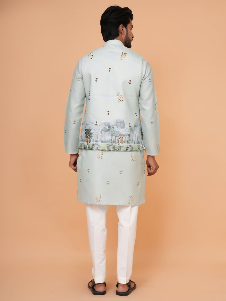 Digital Print Pista Jacket Kurta Set - JM43232-JK4
