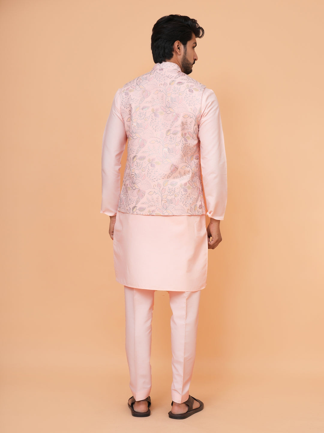 Leafs Pink Jacket Kurta Set - JM43456-1