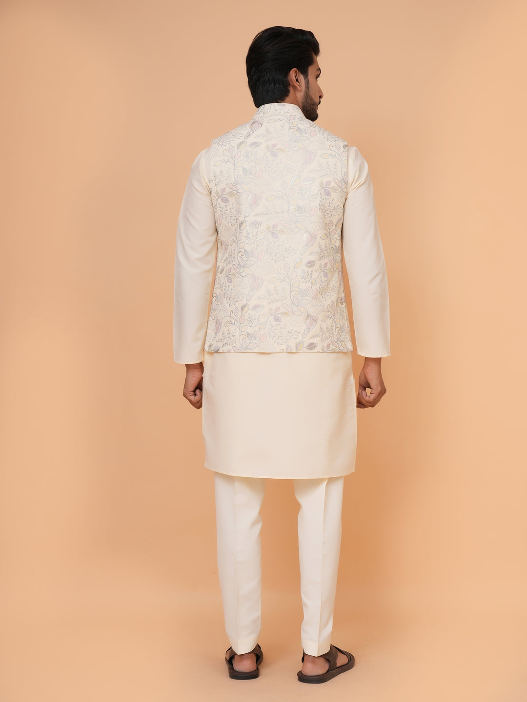 Leafs Yellow Jacket Kurta Set - JM43456-2