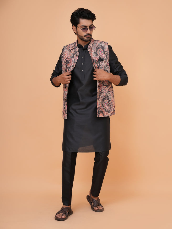 Sequence Black Jacket Kurta Set - JM43553-1300E