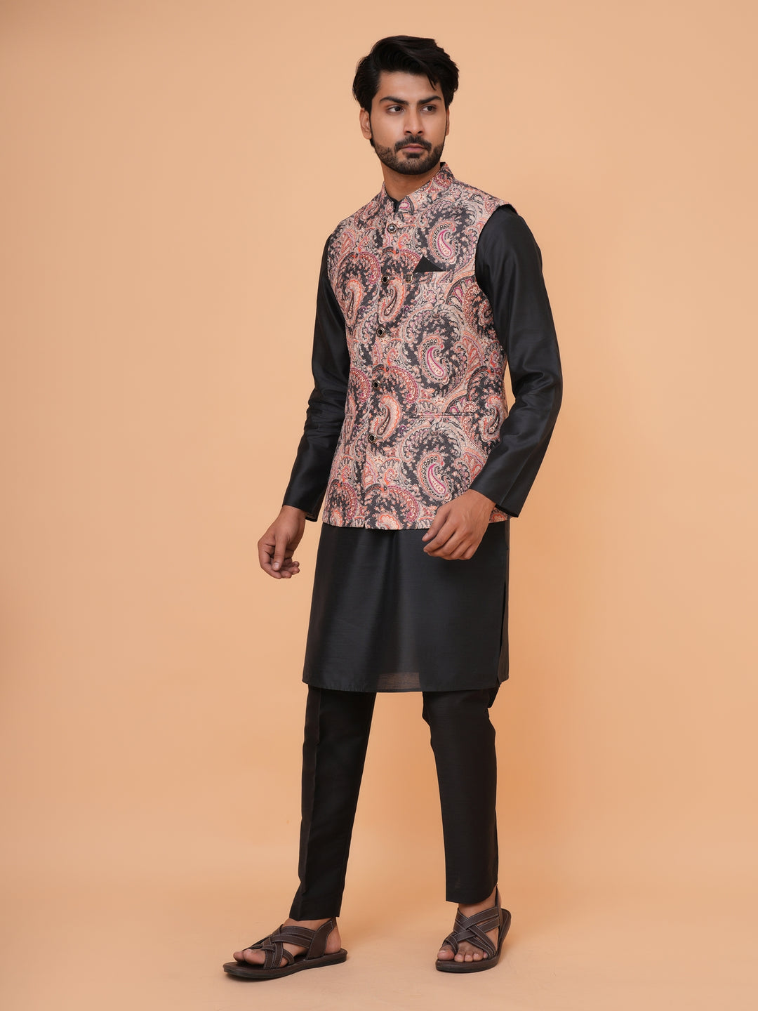 Sequence Black Jacket Kurta Set - JM43553-1300E