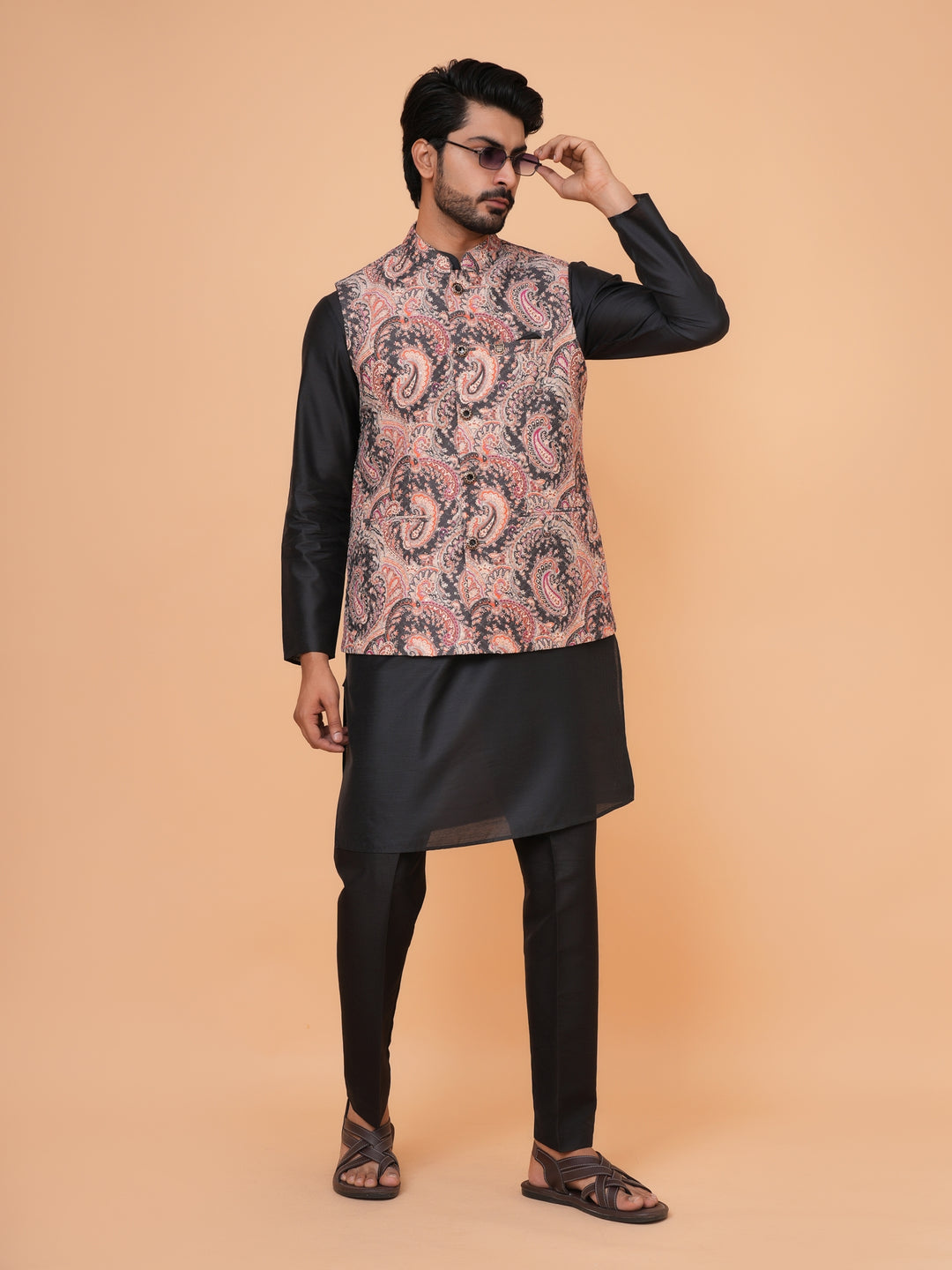 Sequence Black Jacket Kurta Set - JM43553-1300E